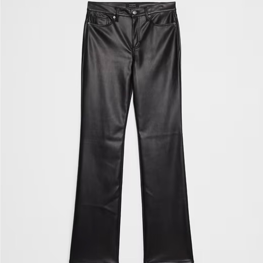Banana Republic Black Faux Leather Straight-Leg Pants - Picture 2 of 3
